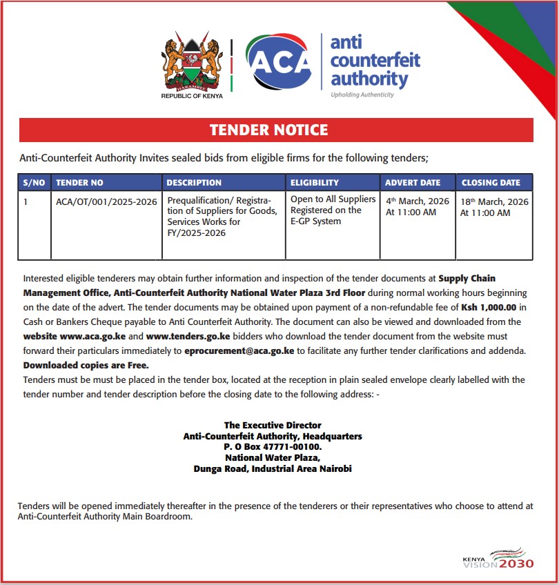 Prequalification/ Registration of Suppliers for Goods,  Services Works for  FY/2025-2026